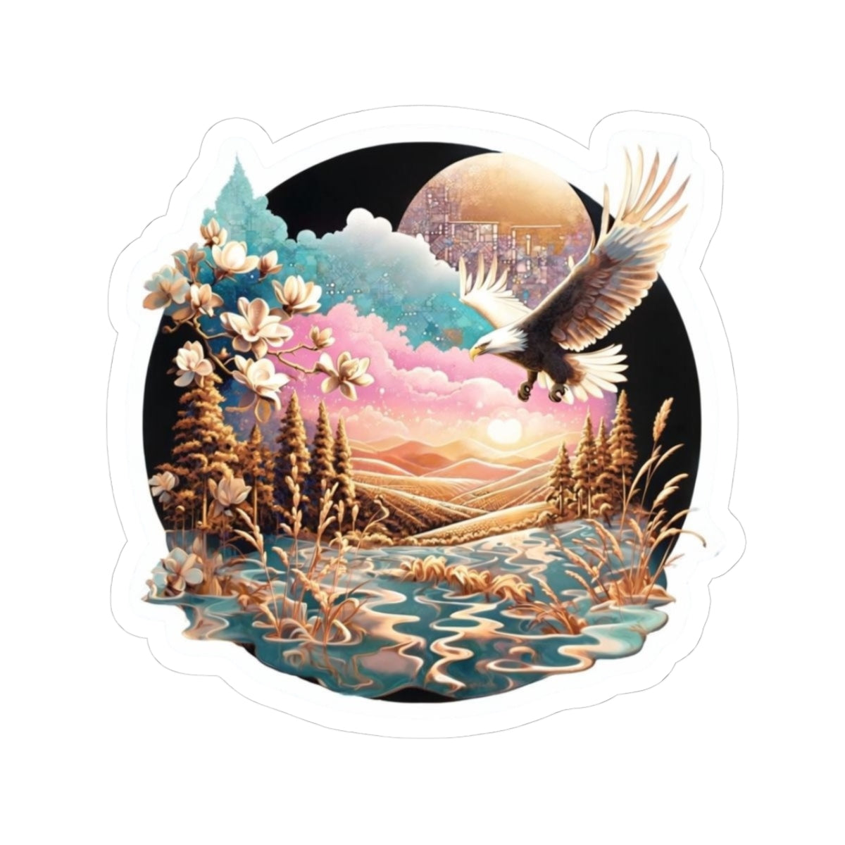 Eagle Dreams Kiss Cut Sticker - artistic sticker