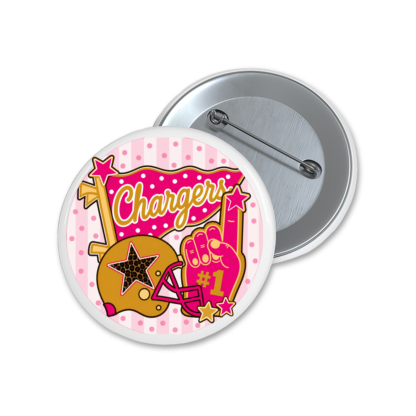 Pink and Gold Chargers Spirit Button