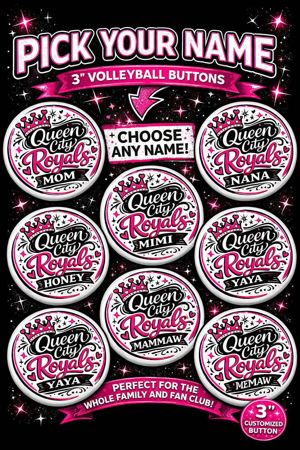 #29 Mom/Grandma - Queen City Button - custom names available