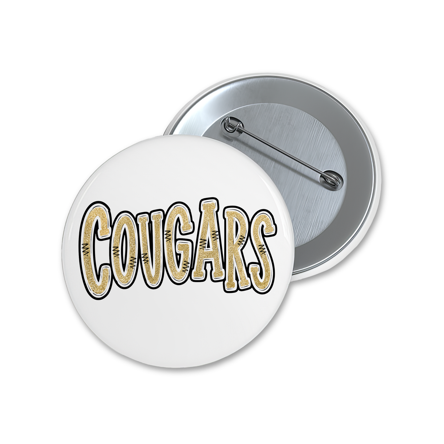 Sparkle Handdrawn Cougars Button