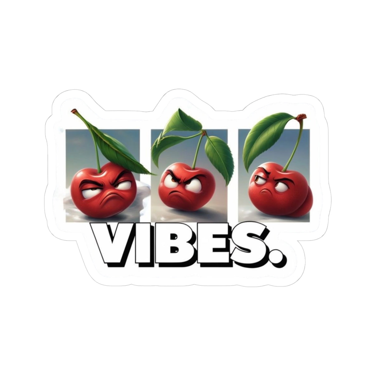 Cherry Vibes Kiss Cut Sticker - fruit, trendy stickers