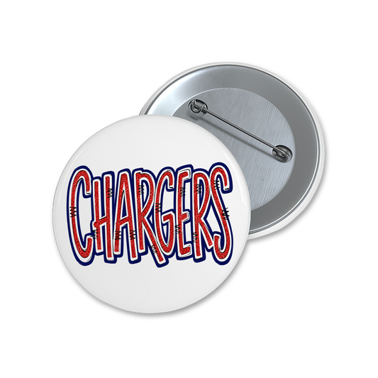 Red and Navy Handdrawn Chargers Spirit Button