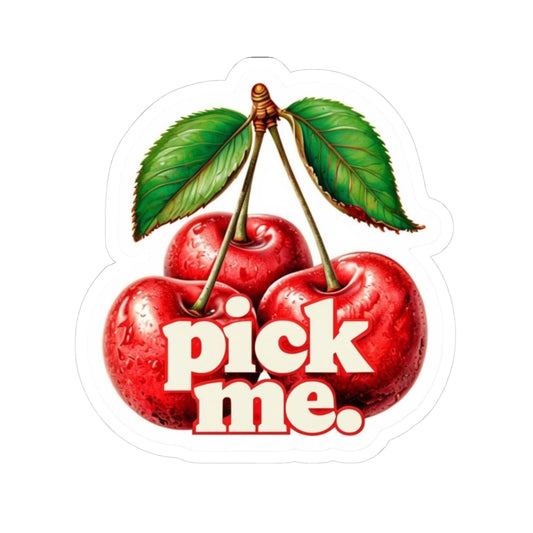 Pick Me Kiss Cut Sticker - cherry sticker