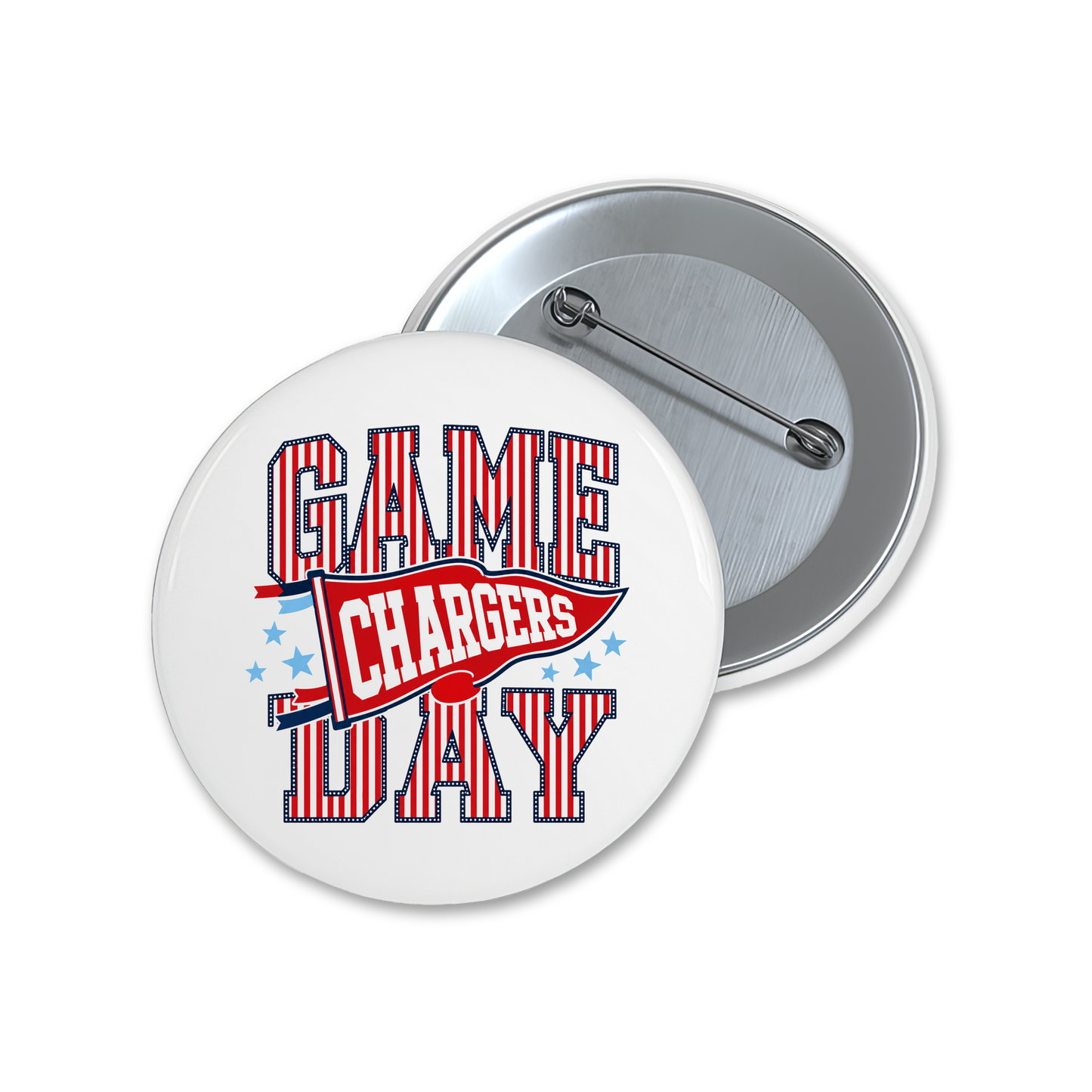 Striped Game Day Chargers Spirit Button