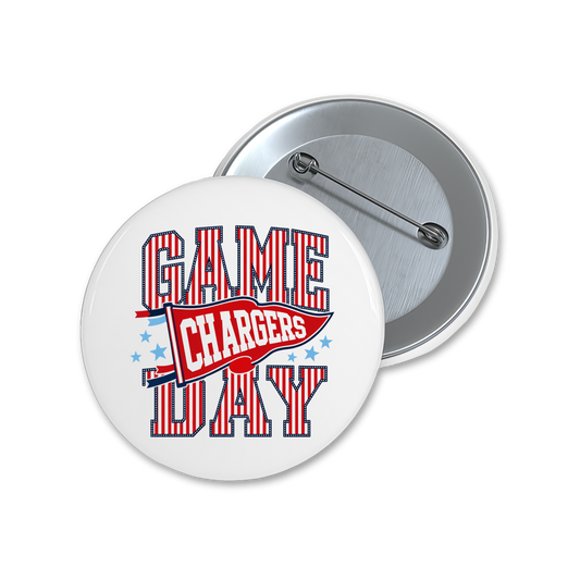 Striped Game Day Chargers Spirit Button