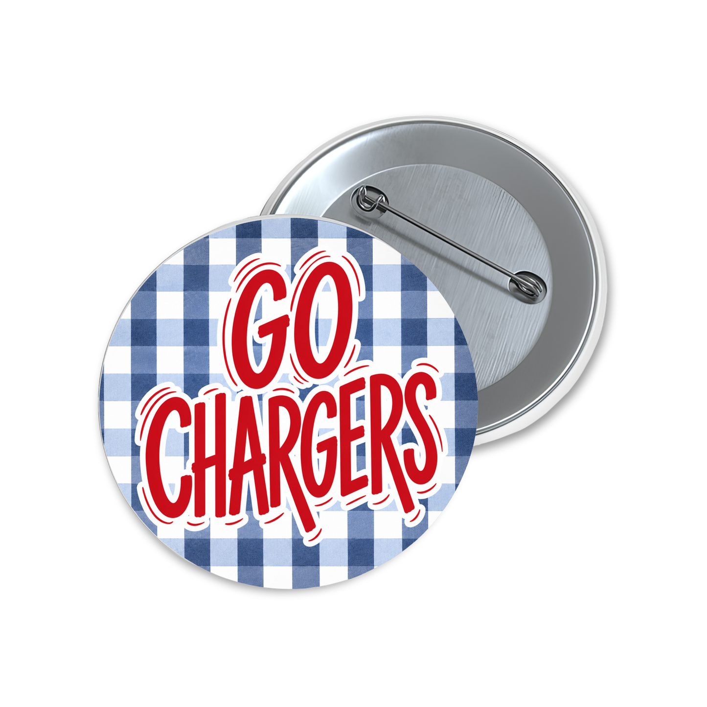 Gingham Go Chargers Spirit Button