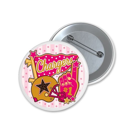 Pink and Gold Chargers Spirit Button