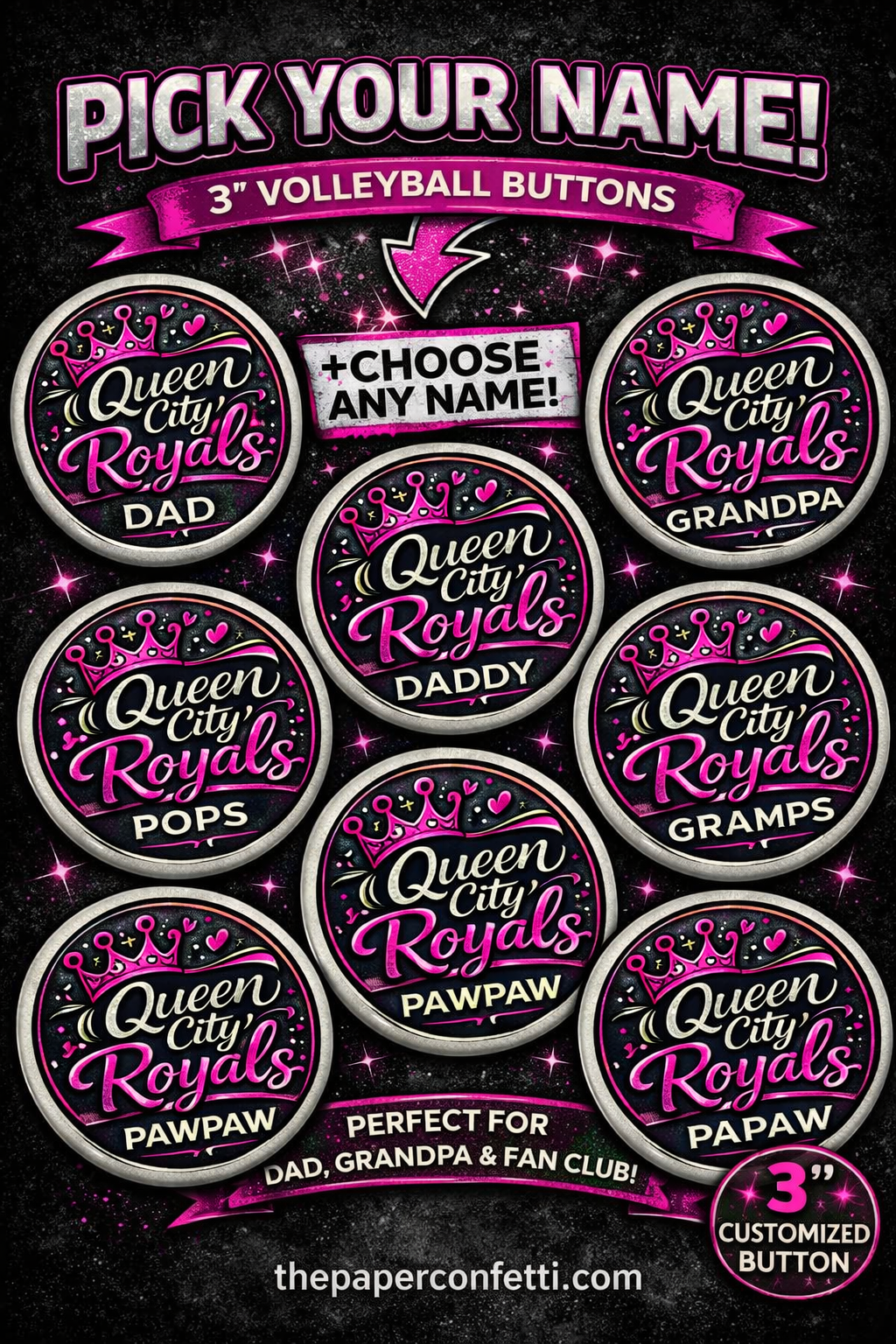 #28 Queen City - Dad/Grandfather custom names button