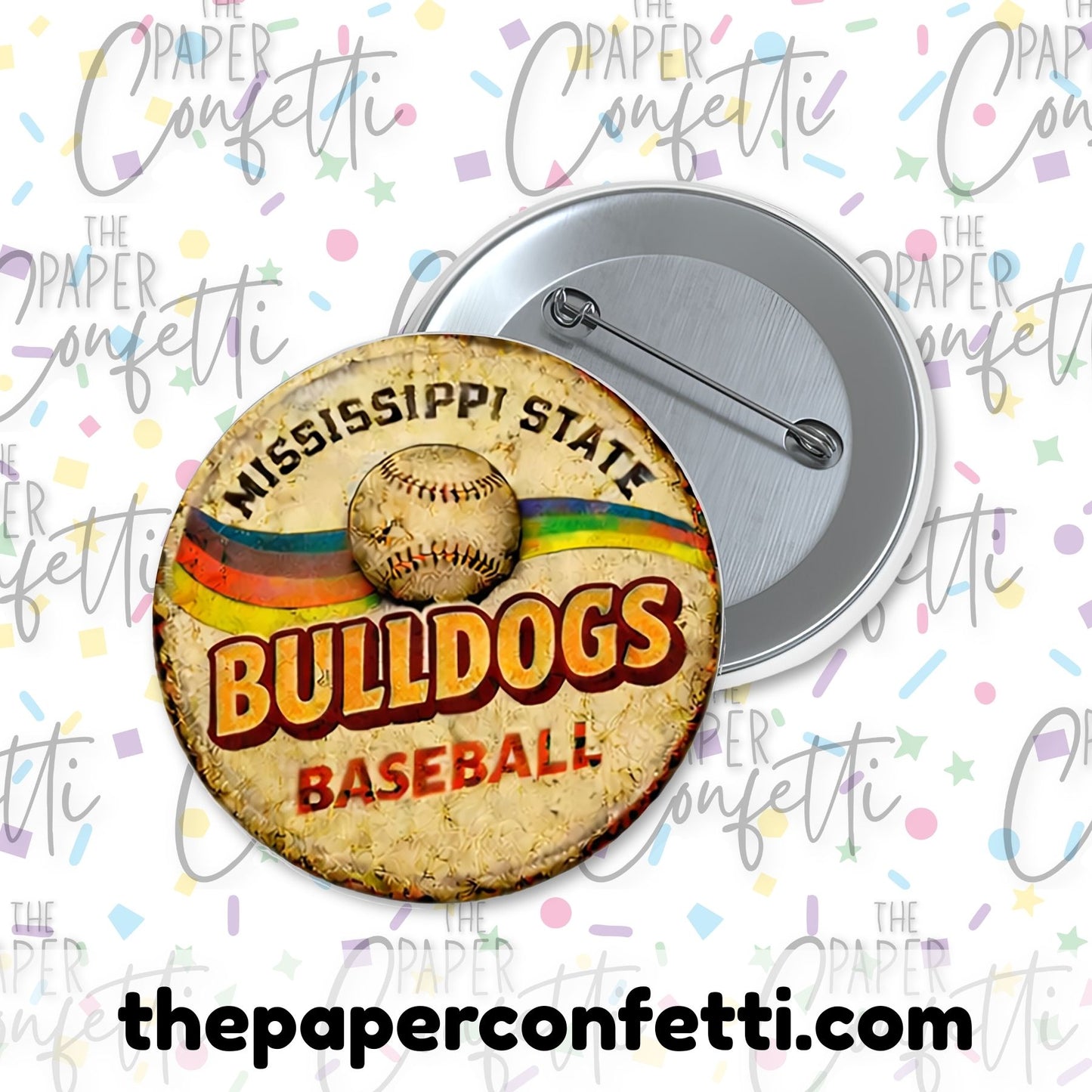 MS State Retro Baseball Button