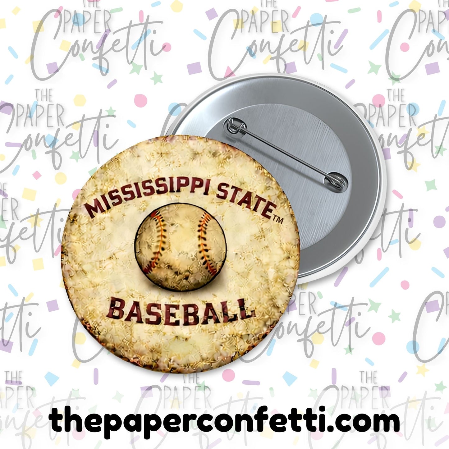 MS State vintage Baseball Button