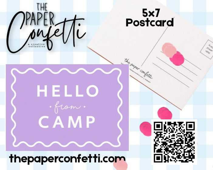 Hello from Camp (Multiple Color Options) Postcard