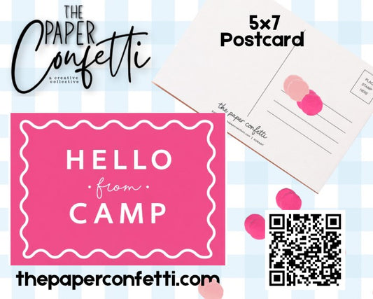 Hello from Camp (Multiple Color Options) Postcard
