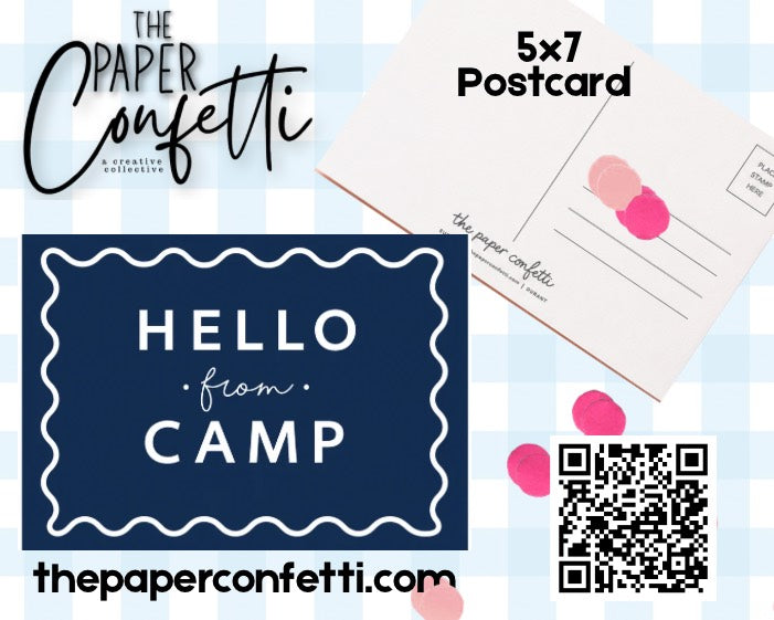 Hello from Camp (Multiple Color Options) Postcard