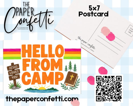 Hello from Camp (Retro) Postcard