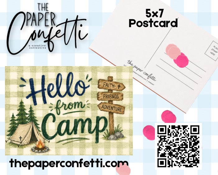 Hello from Camp (Boy Gingham) Postcard