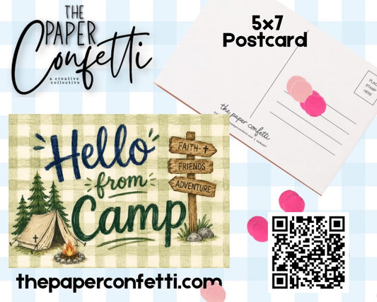 Hello from Camp (Boy Gingham) Postcard
