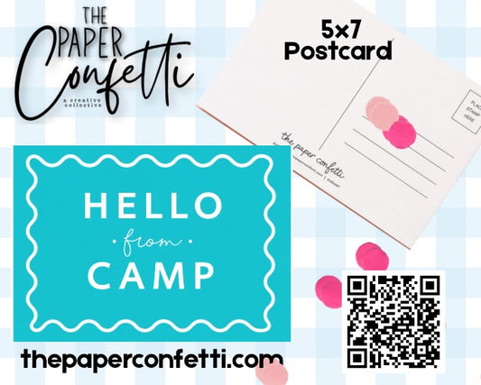 Hello from Camp (Multiple Color Options) Postcard